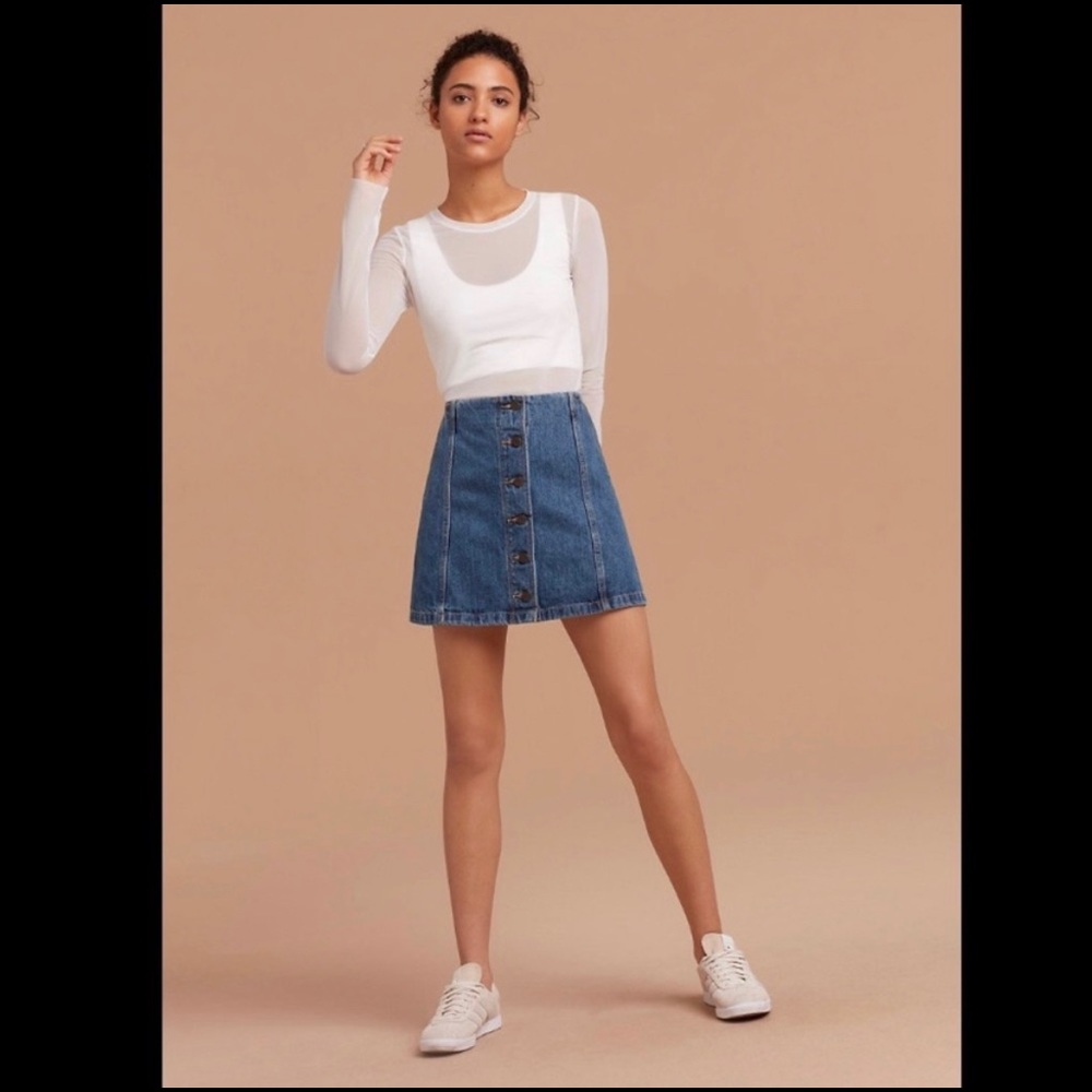 Wilfred Free Denim A-line Mini Skirt